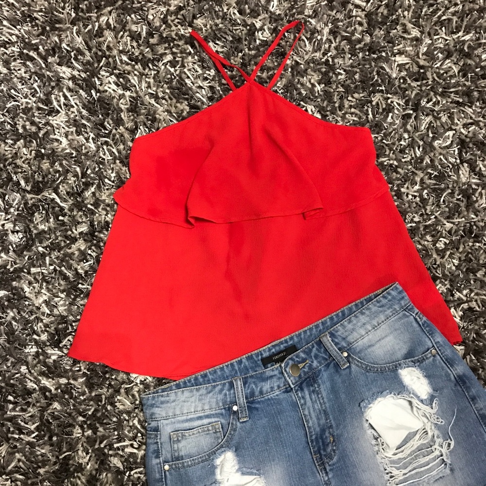 Lily White Red Ruffle Blouse - Picture 2 of 3